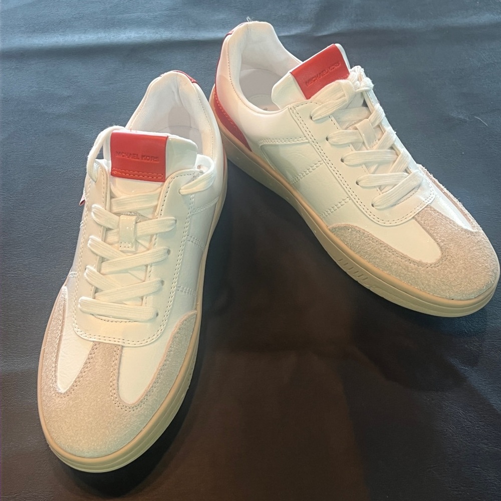 Michael Kors White and Red Clay Sneakers